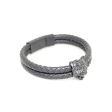 Load image into Gallery viewer, Men's Leather Bracelet Tiger Head With Magnetic Hematite Stone