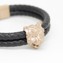 Load image into Gallery viewer, Men's Leather Bracelet Tiger Head With Magnetic Hematite Stone