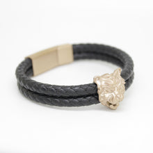 Load image into Gallery viewer, Men's Leather Bracelet Tiger Head With Magnetic Hematite Stone