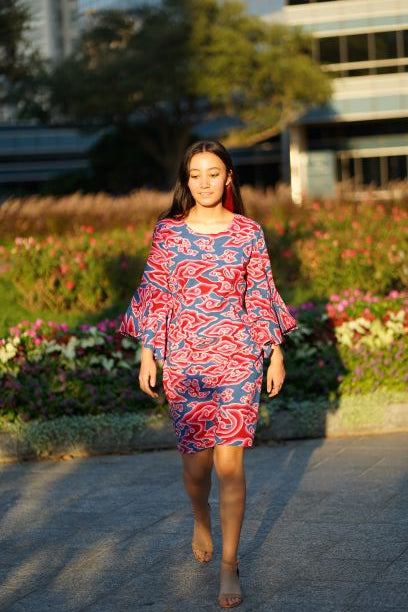 Radiant Indonesian Batik Flair Dress Jo-Glo Radiant Indonesian Batik Flair Dress Jo-Glo