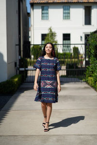 Elegant Indonesian Ikat Hand Woven Peplum Dress