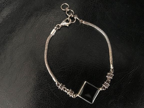 Silver Bracelet With Onyx Gem Stone