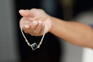 Silver Bracelet With Onyx Gem Stone