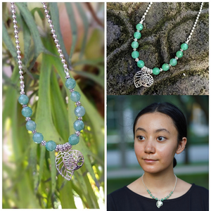 Silver Necklace With Aventurine Gem Stone