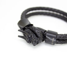 Load image into Gallery viewer, Leather Bracelet Unisex Features a Dragon, Embedded with Magnetic Hematite Stone
