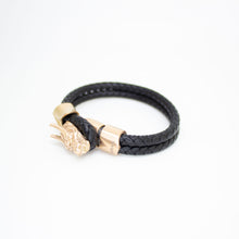 Load image into Gallery viewer, Leather Bracelet Unisex Features a Dragon, Embedded with Magnetic Hematite Stone
