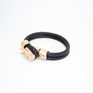 Leather Bracelet Unisex Features a Dragon, Embedded with Magnetic Hematite Stone