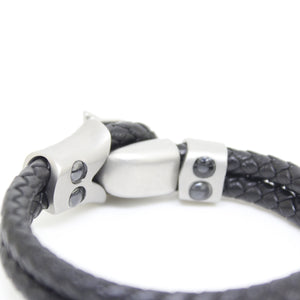 Leopard Braided Leather Bracelet Unisex With Hematite Stone