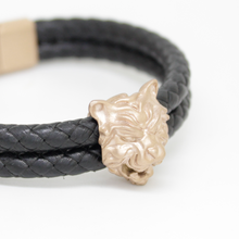 Load image into Gallery viewer, Men&#39;s Leather Bracelet Tiger Head With Magnetic Hematite Stone
