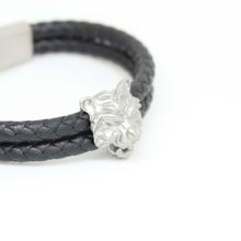 Load image into Gallery viewer, Men&#39;s Leather Bracelet Tiger Head With Magnetic Hematite Stone
