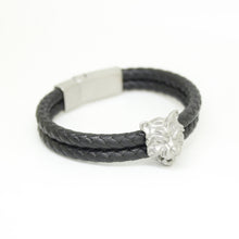 Load image into Gallery viewer, Men&#39;s Leather Bracelet Tiger Head With Magnetic Hematite Stone
